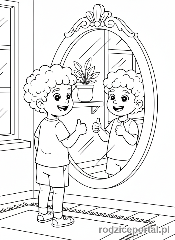 Kolorowanka Pewność Siebie - Dziecko przed lustrem