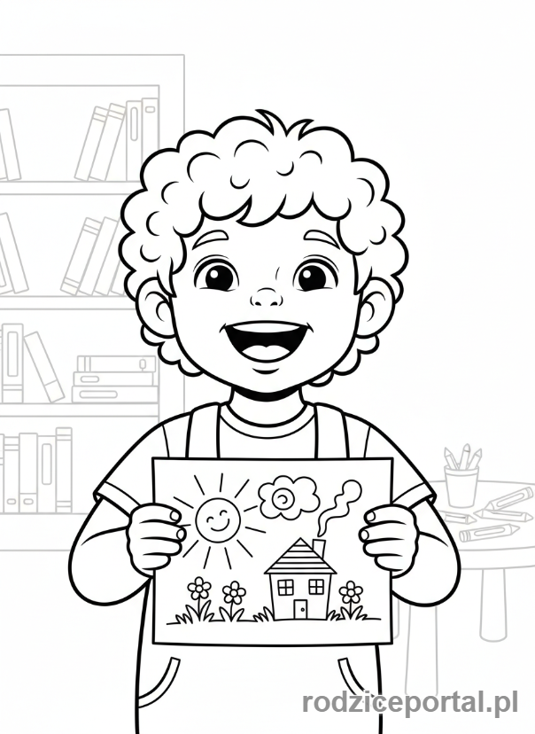Kolorowanka Pewność Siebie - Dziecko rysujące z dumą