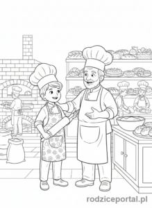 Kolorowanka Piekarz - Młody piekarz uczeń