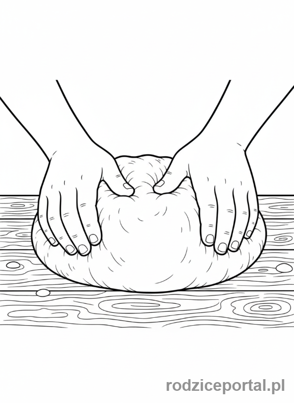 Kolorowanka Piekarz - Piekarz ugniata ciasto