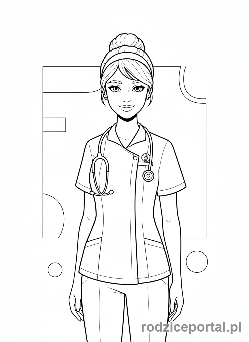 Kolorowanka Pielęgniarka - Młoda pielęgniarka, portret.