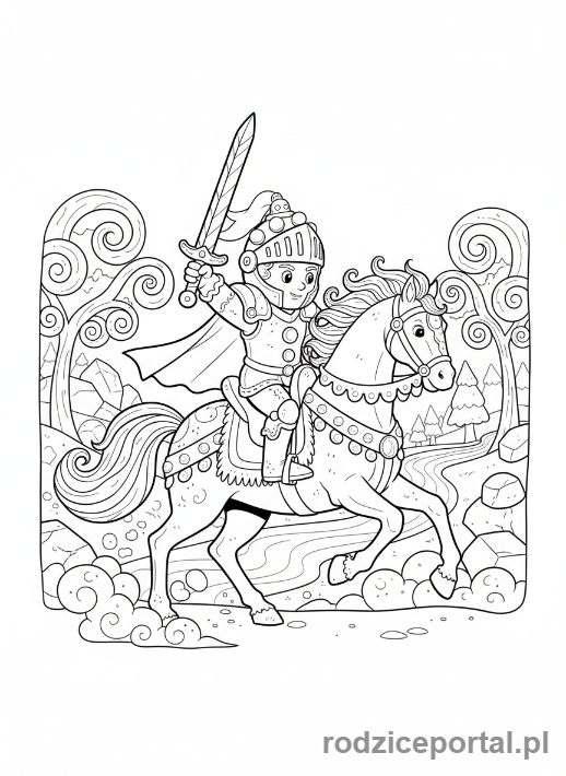 Kolorowanka Piernik - Piernikowy rycerz na koniu