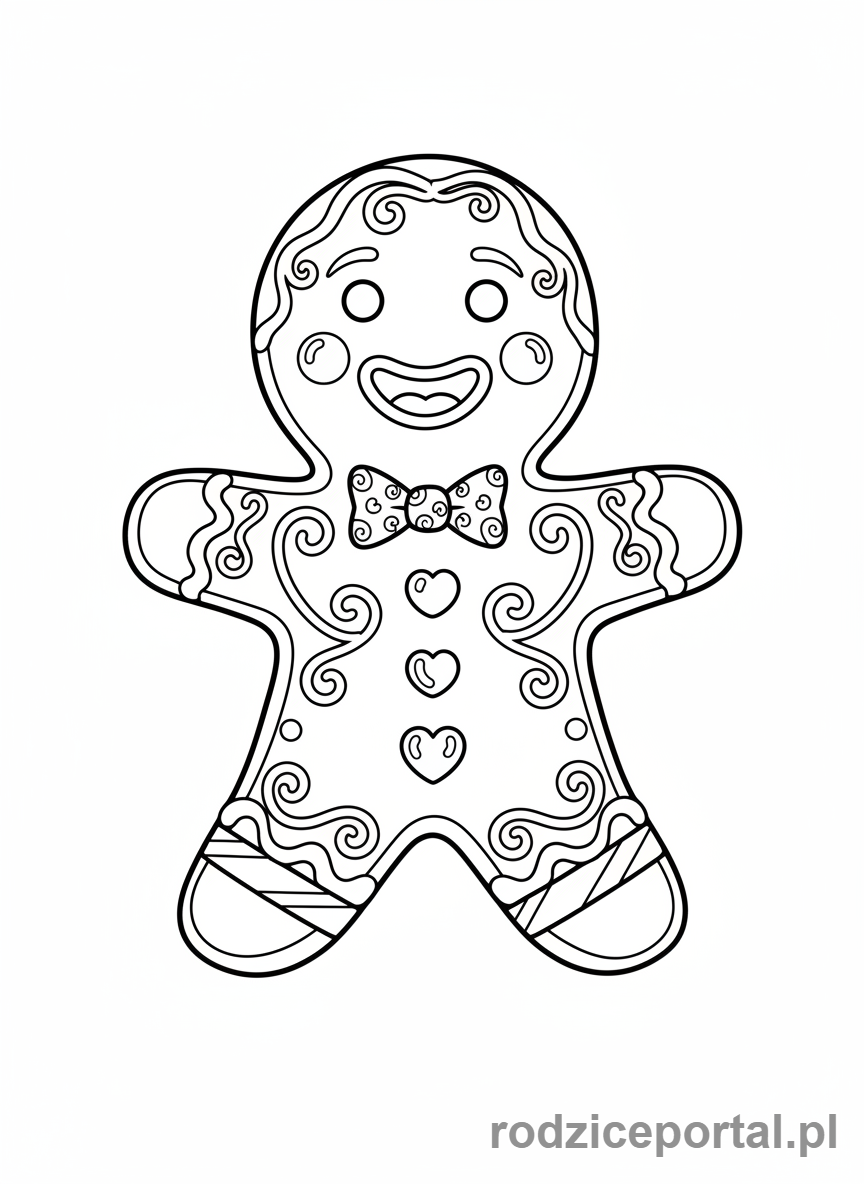 Kolorowanka Piernik - Uśmiechnięty piernikowy ludzik