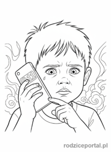 Kolorowanka Pierwsza Pomoc - Dziecko dzwoniące po pomoc