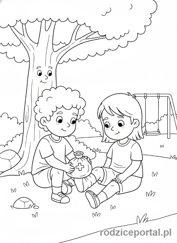 Kolorowanka Pierwsza Pomoc - Dziecko z okładem lodowym