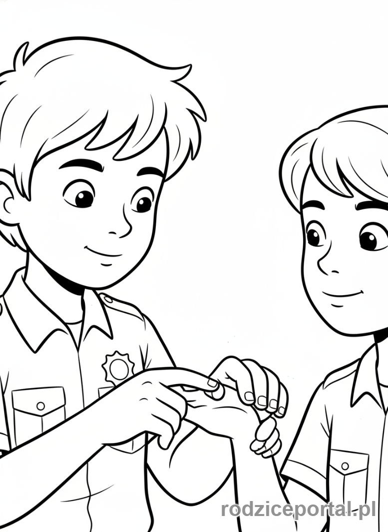 Kolorowanka Pierwsza Pomoc - Ratownik sprawdzający puls