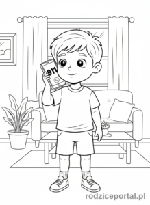 Kolorowanka Pierwsza Pomoc Zadania - Dzwonienie po pomoc