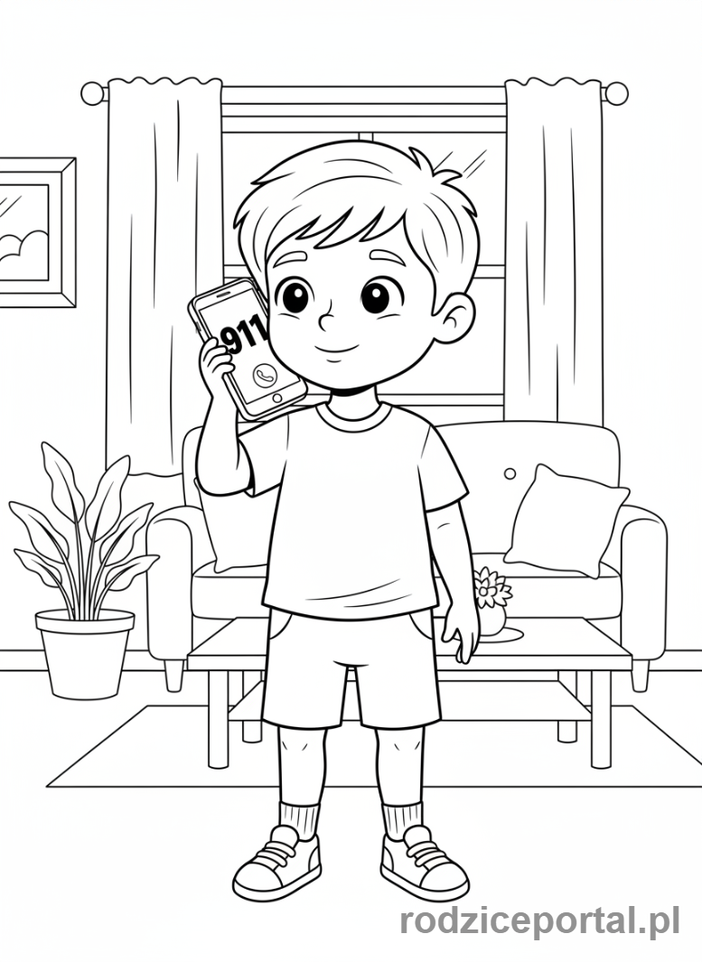 Kolorowanka Pierwsza Pomoc Zadania - Dzwonienie po pomoc