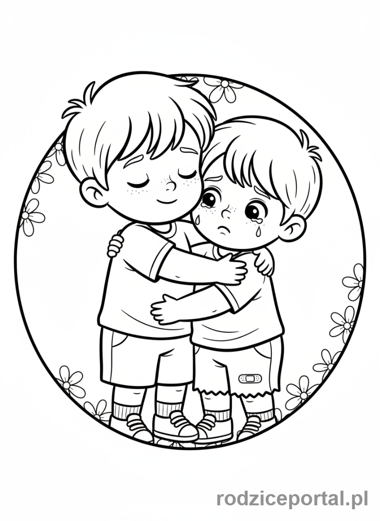 Kolorowanka Pierwsza Pomoc Zadania - Pocieszanie kolegi