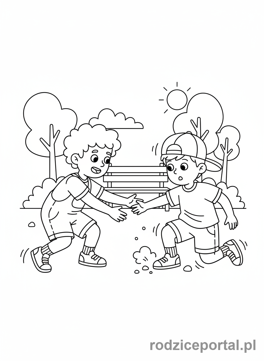 Kolorowanka Pierwsza Pomoc Zadania - Pomoc po potknięciu