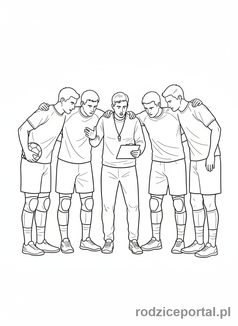 Kolorowanka Piłka Ręczna - Drużyna podczas narady