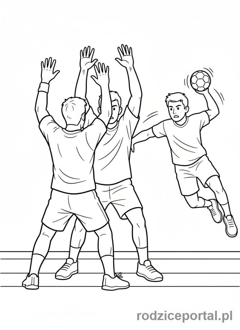 Kolorowanka Piłka Ręczna - Ściana obrony