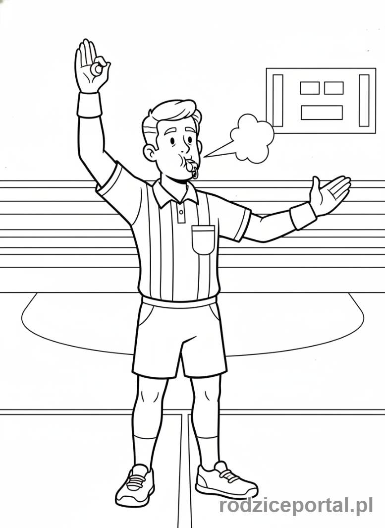 Kolorowanka Piłka Ręczna - Sędzia z gwizdkiem