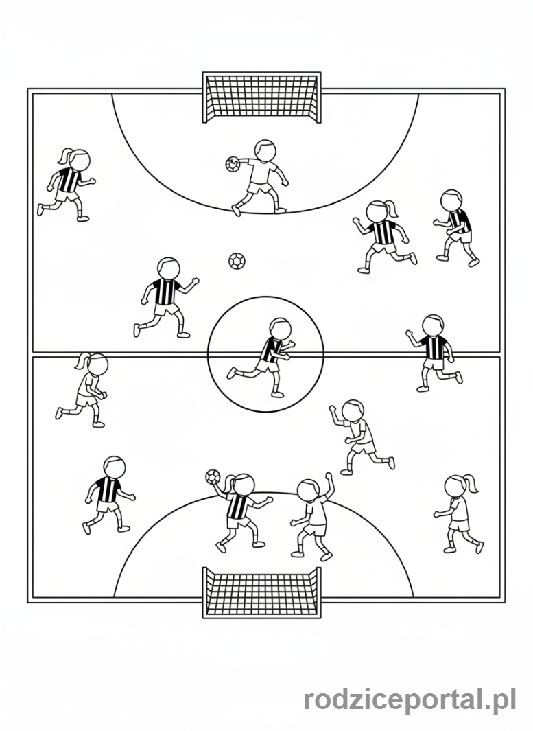 Kolorowanka Piłka Ręczna - Widok na boisko do piłki ręcznej