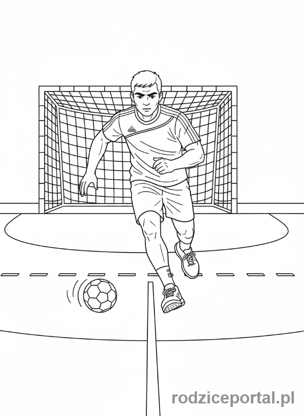 Kolorowanka Piłka Ręczna - Zawodnik biegnący z piłką