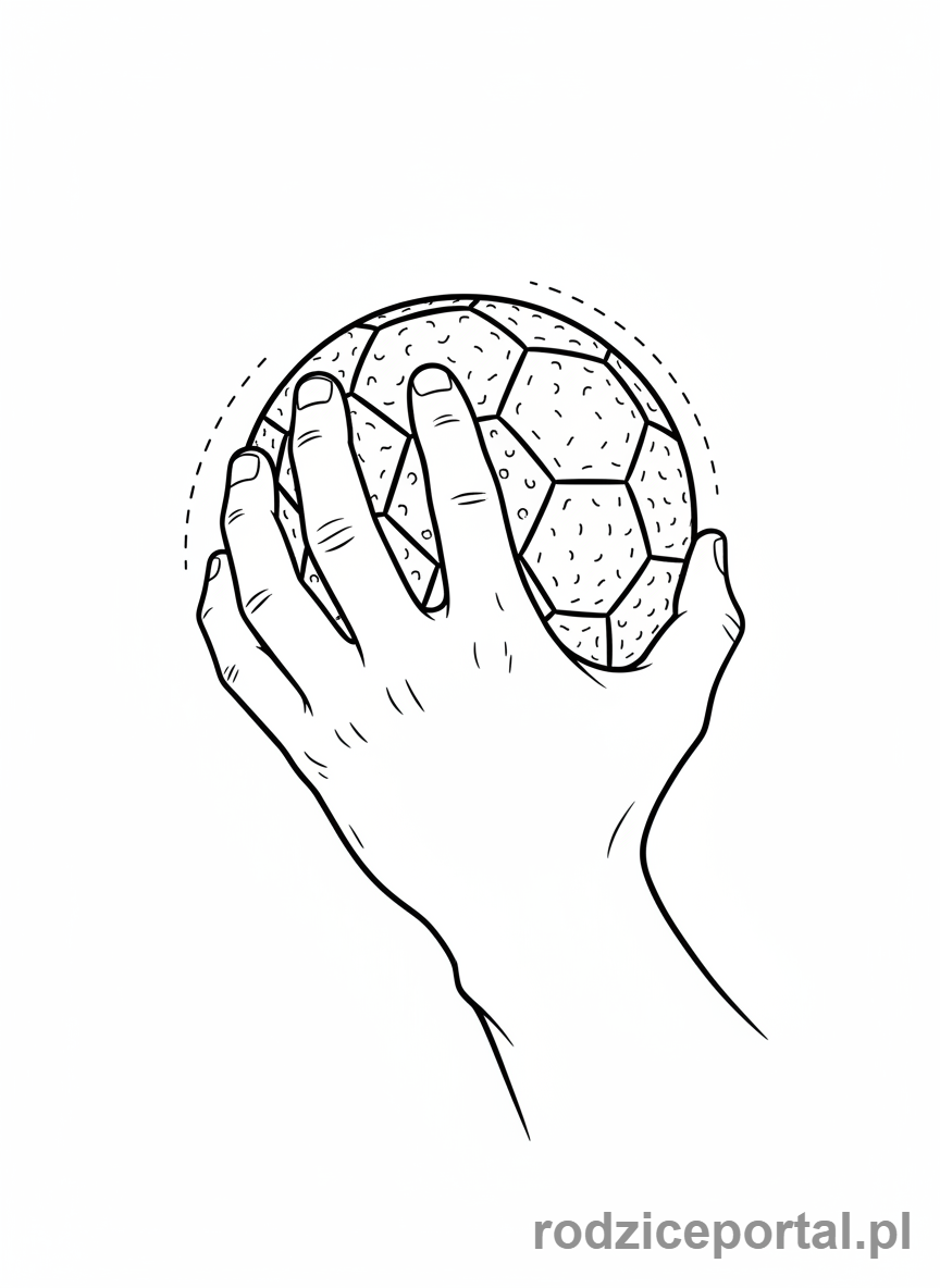 Kolorowanka Piłka Ręczna - Zbliżenie na piłkę i rękę