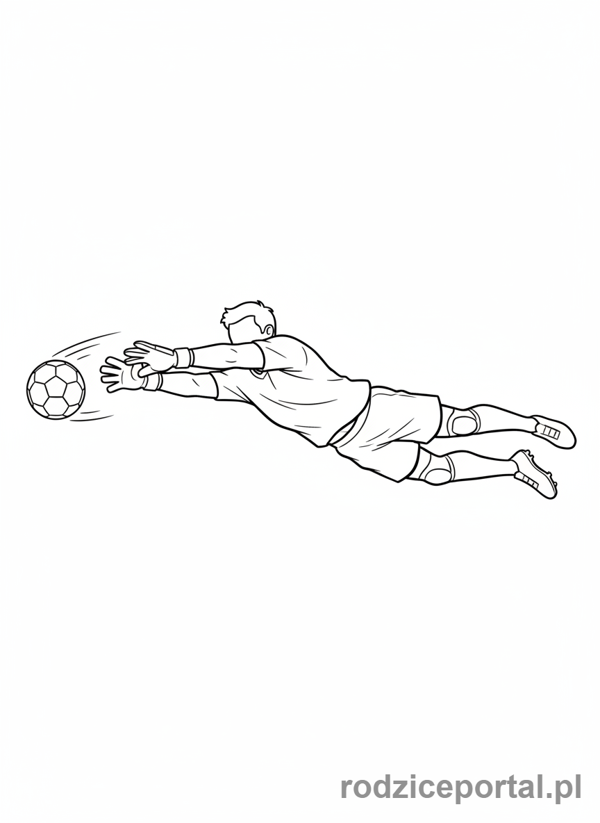 Kolorowanka Piłkarskie - Bramkarz bronic strzal