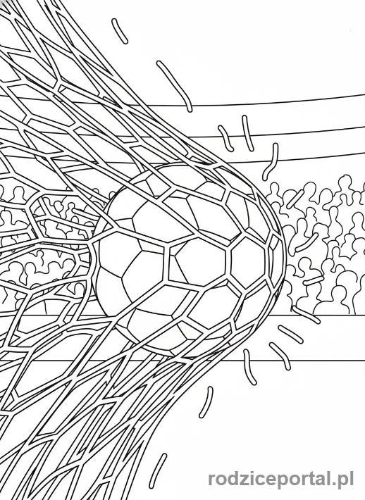 Kolorowanka Piłkarskie - Pilka w siatce bramki