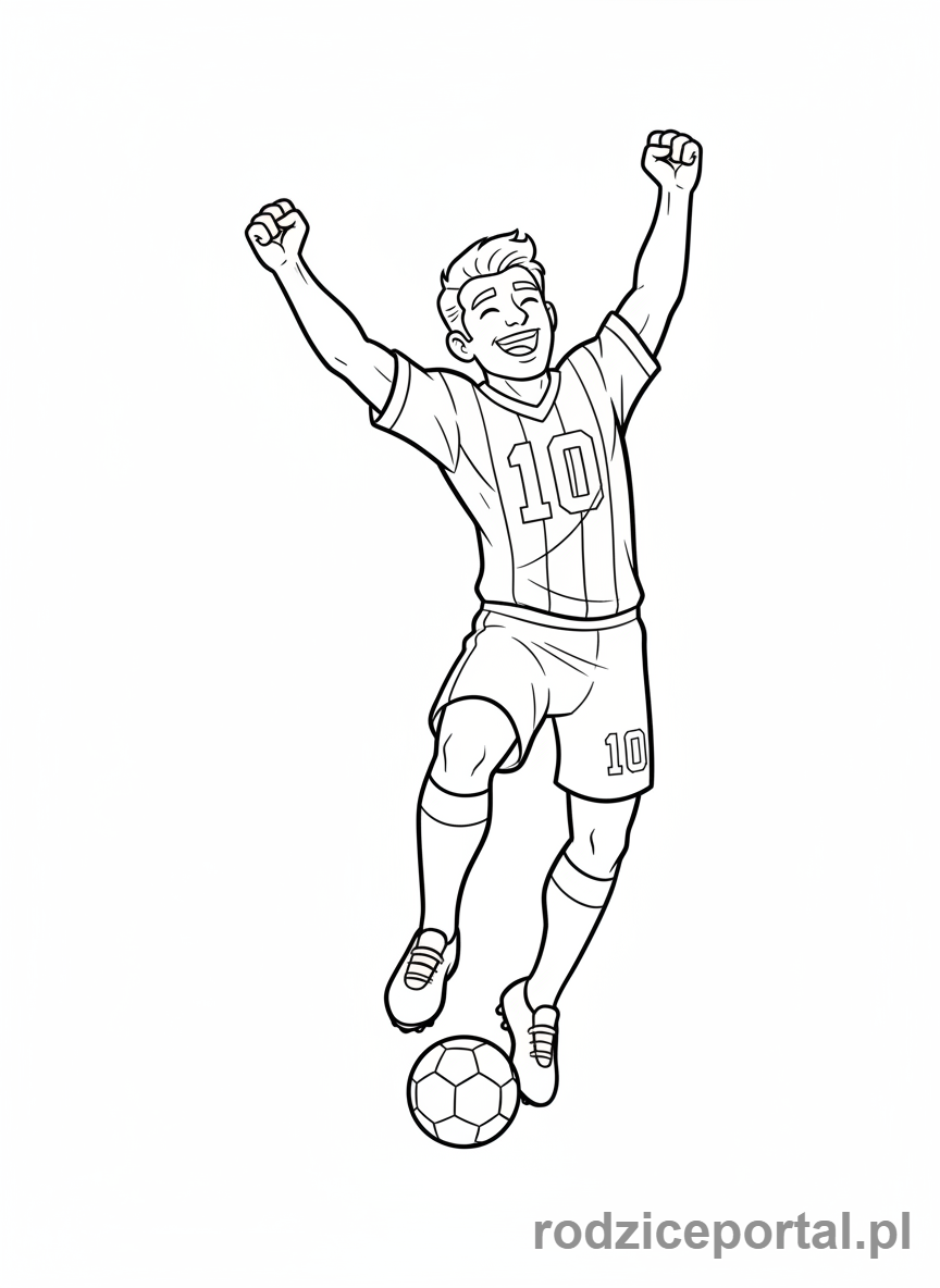 Kolorowanka Piłkarskie - Pilkarz celebrujacy