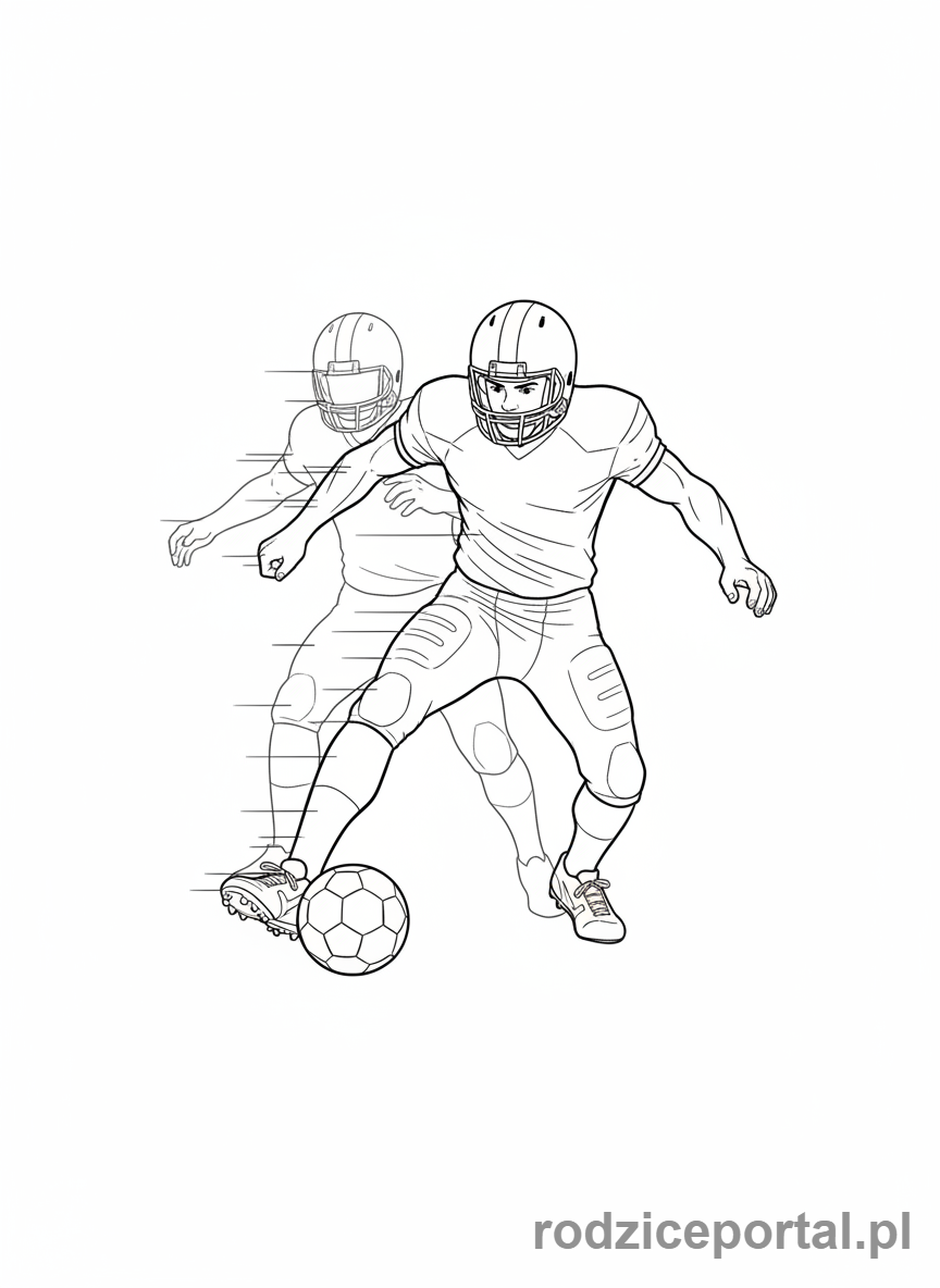 Kolorowanka Piłkarskie - Pilkarz dryblujacy