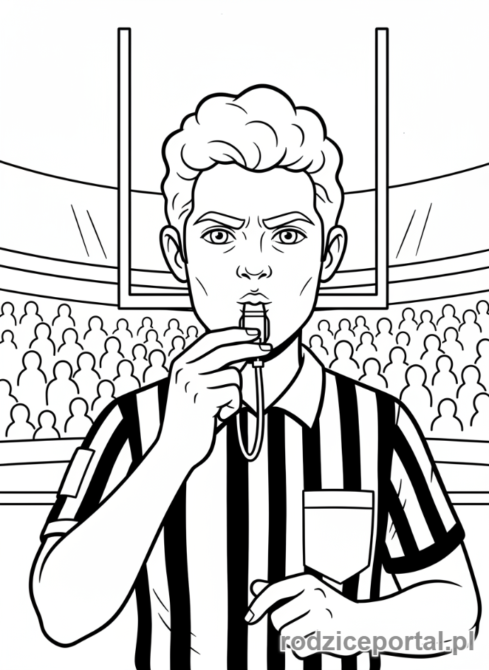 Kolorowanka Piłkarskie - Sedzia z gwizdkiem