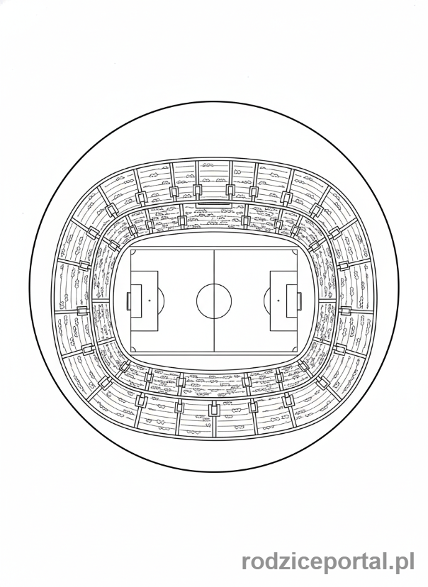 Kolorowanka Piłkarskie - Stadion pilkarski