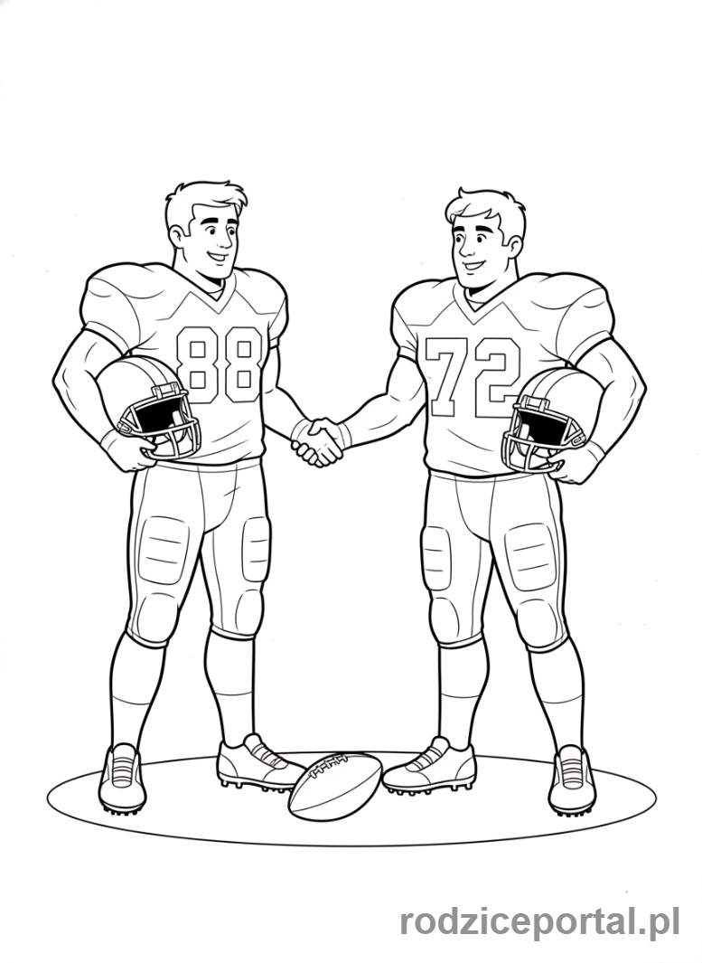 Kolorowanka Piłkarskie - Zawodnicy podajacy sobie rece