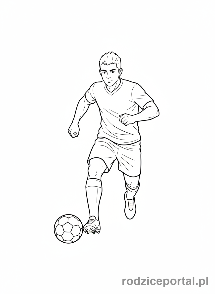 Kolorowanka Piłkarz - Piłkarz biegnie z piłką