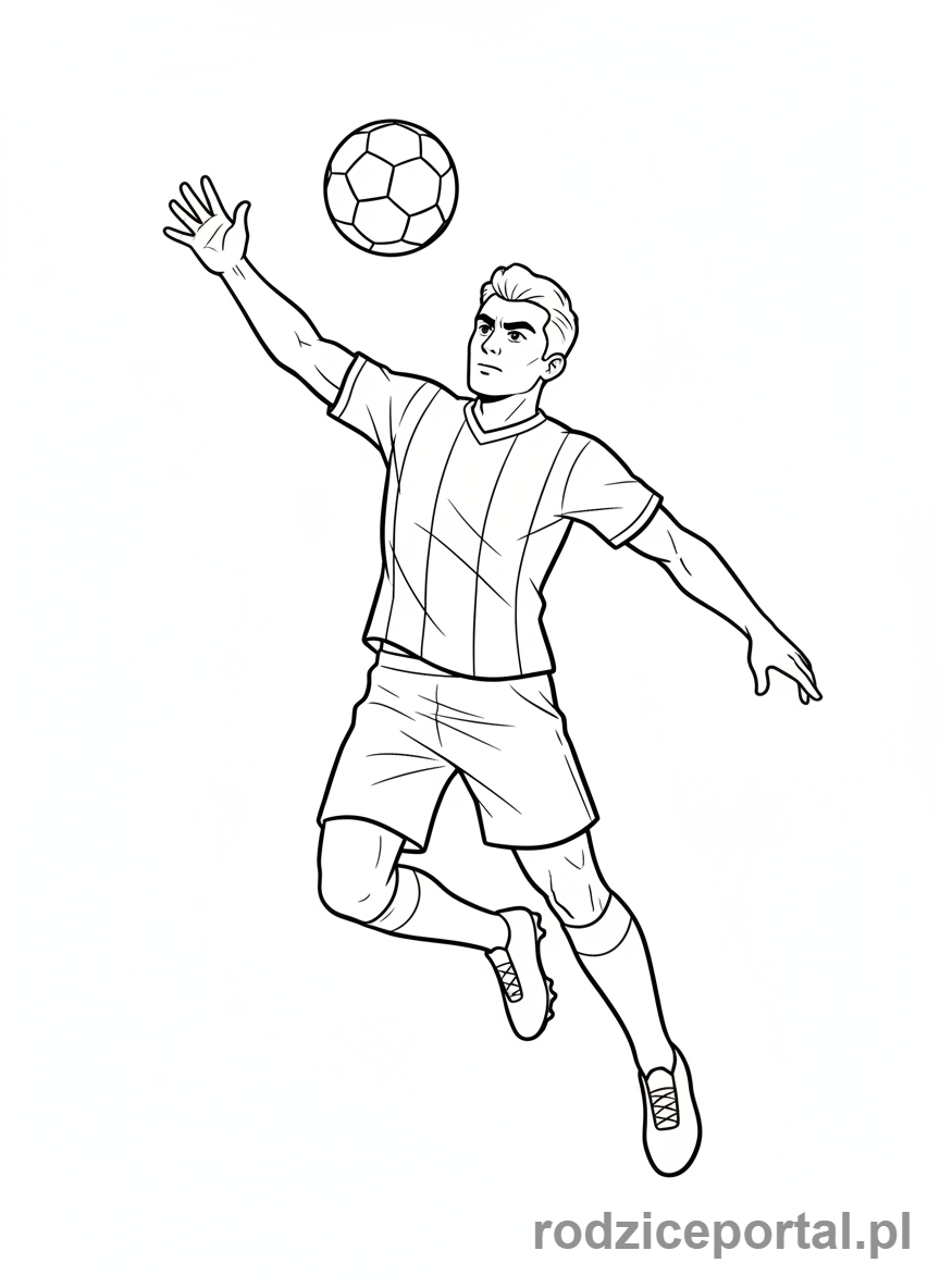 Kolorowanka Piłkarz - Piłkarz główkuje