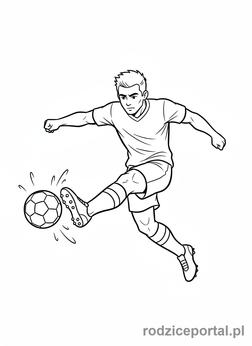 Kolorowanka Piłkarz - Piłkarz kopie piłkę