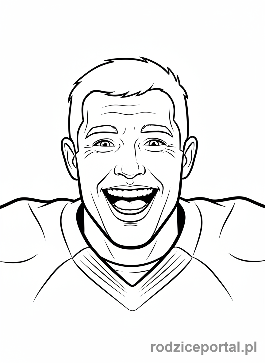 Kolorowanka Piłkarz - Piłkarz uśmiecha się, zbliżenie
