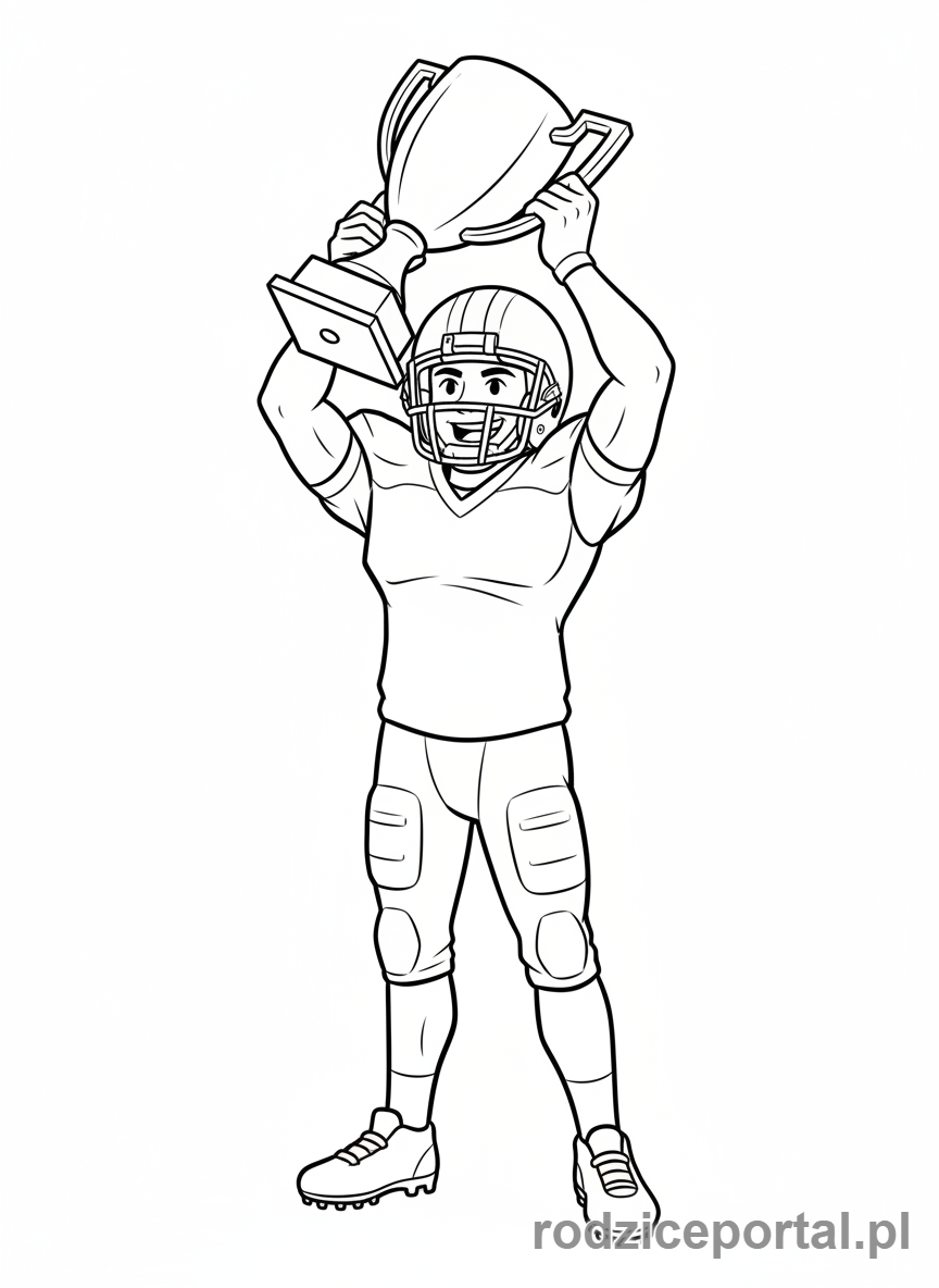 Kolorowanka Piłkarz - Piłkarz z pucharem