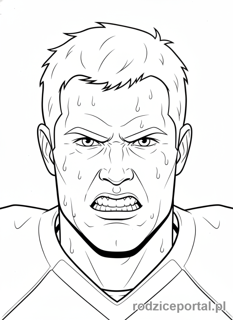 Kolorowanka Piłkarz - Twarz piłkarza po meczu