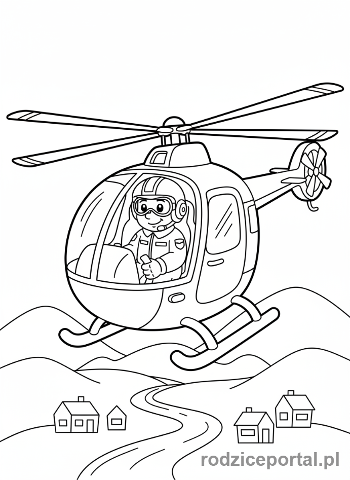 Kolorowanka Pilot - Pilot za sterami helikoptera