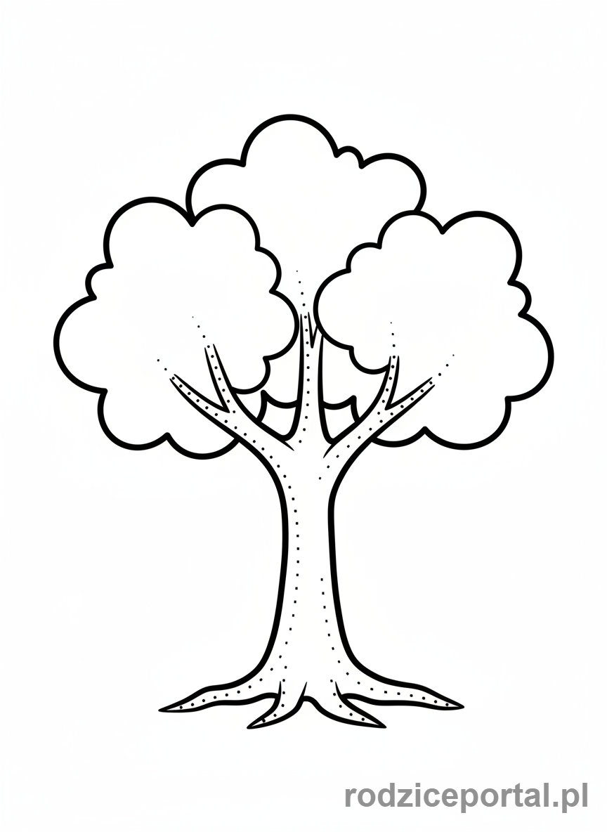 Kolorowanka Pisanie Po Śladzie - Drzewo z kropkowanymi gałęziami
