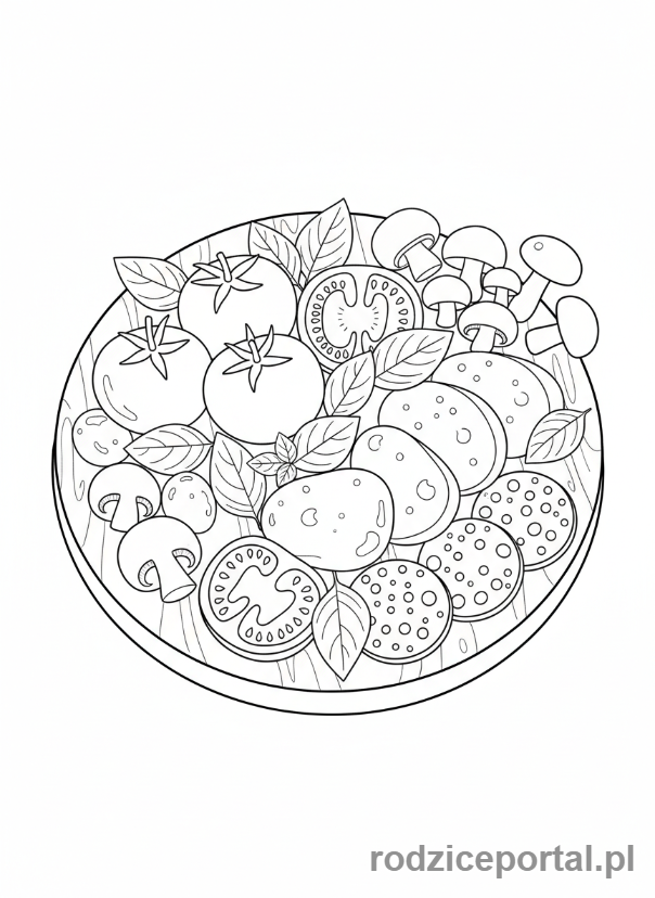 Kolorowanka Pizza - Skladniki na pizze