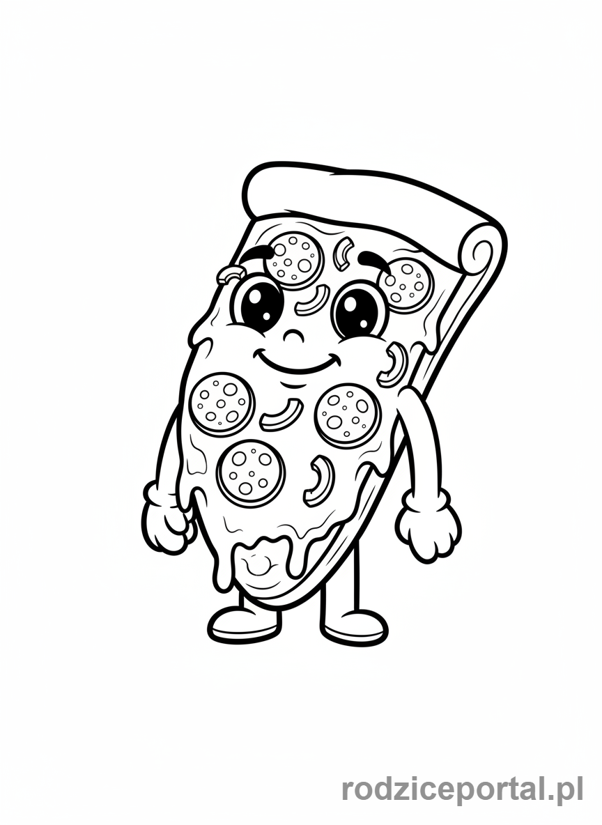 Kolorowanka Pizza - Wesola pizza postac
