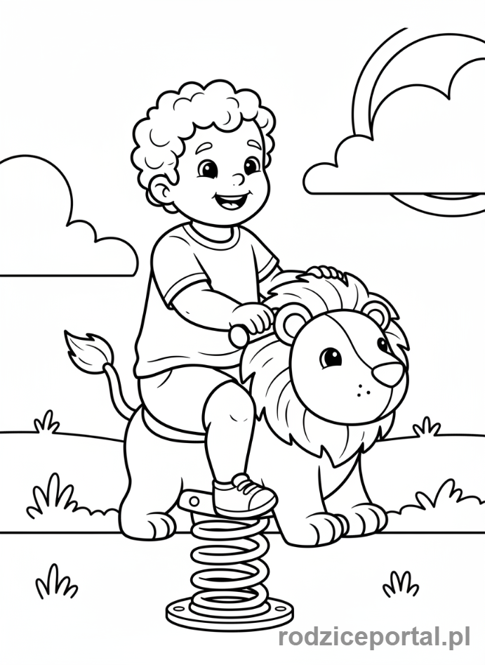 Kolorowanka Plac Zabaw - Maluch na bujaku