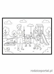 Kolorowanka Plac Zabaw - Rodzice i dzieci