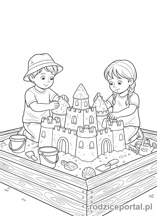 Kolorowanka Plac Zabaw - Zamek z piasku