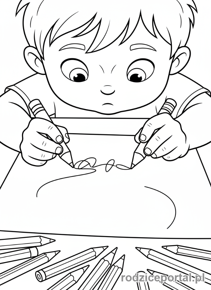 Kolorowanka Plan Dnia Dziecka - Dziecko rysujące kredkami na papierze