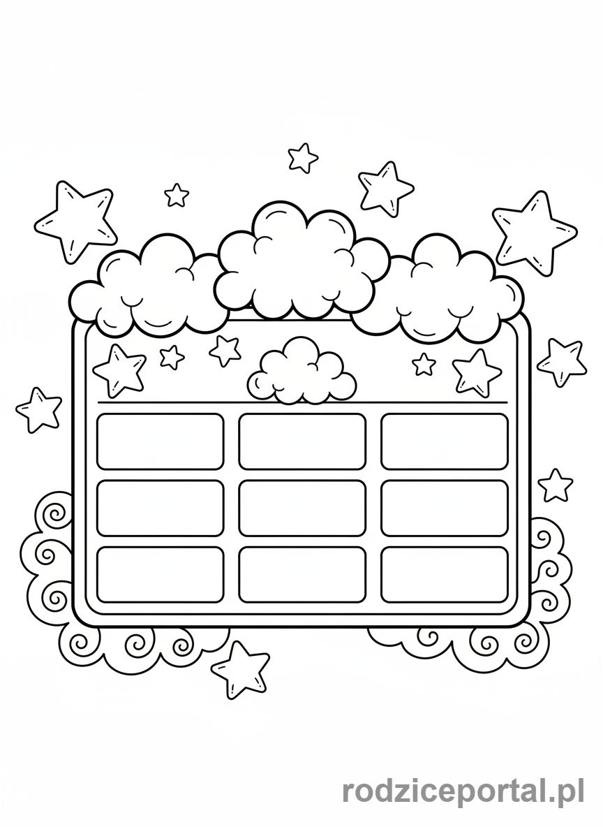 Kolorowanka Plan Tygodnia - Tablica z planem