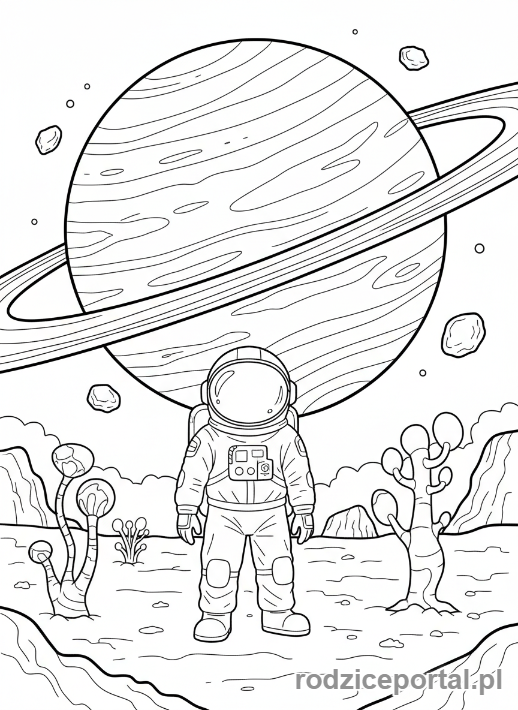 Kolorowanka Planety - Astronauta na planecie