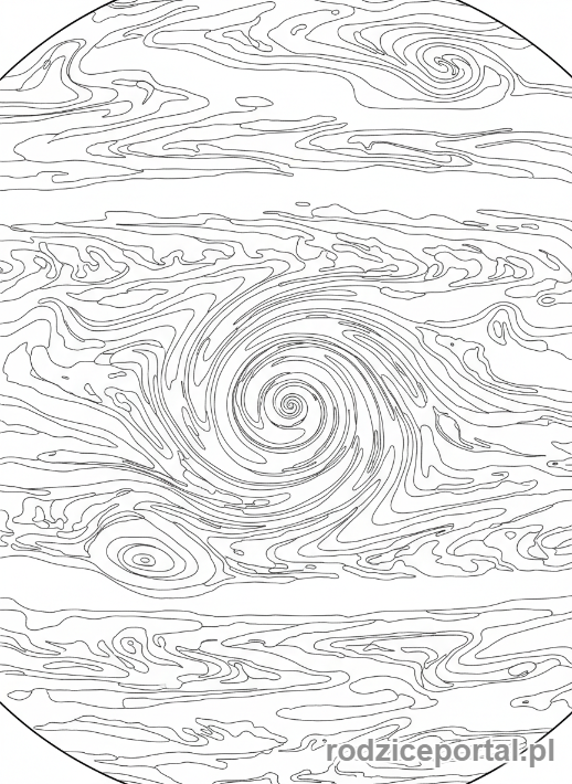 Kolorowanka Planety - Jowisz Wielka Czerwona Plama