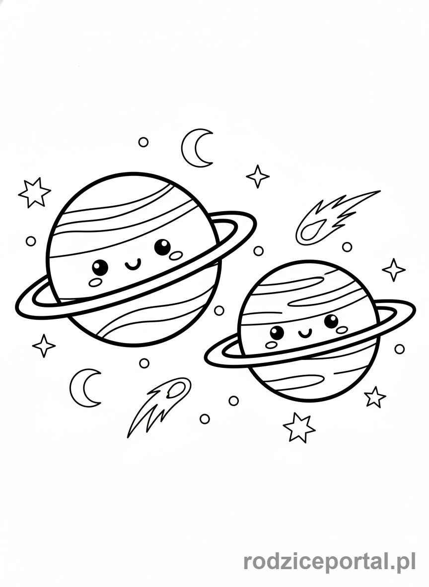 Kolorowanka Planety - Neptun i Uran obok siebie