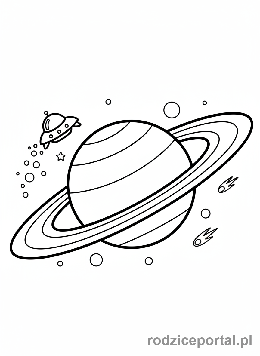 Kolorowanka Planety - Saturn z pierścieniami