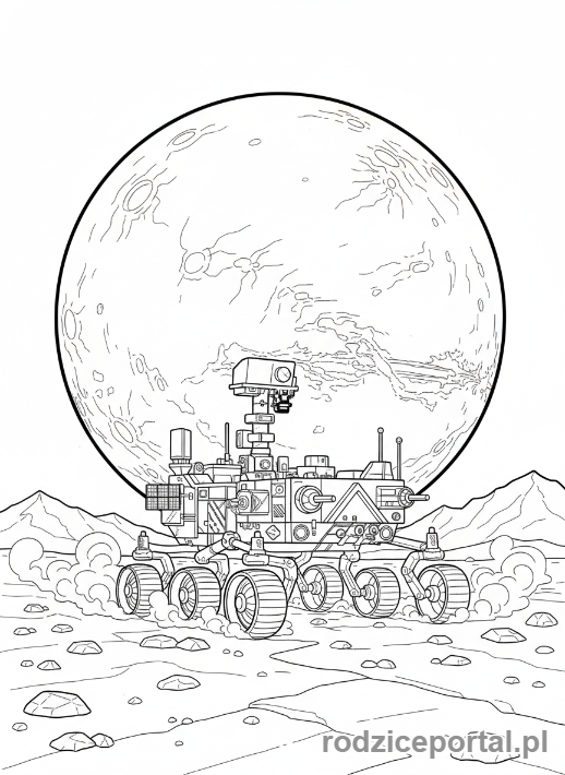 Kolorowanka Planety Układ Słoneczny - Mars łazik