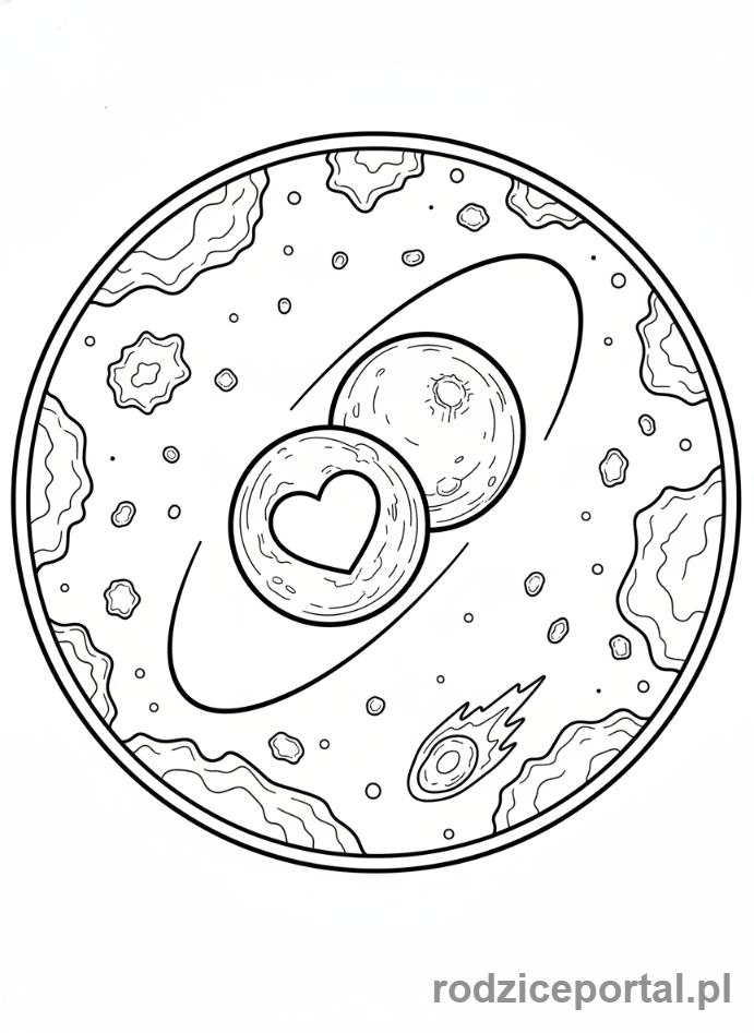 Kolorowanka Planety Układ Słoneczny - Pluton i Charon