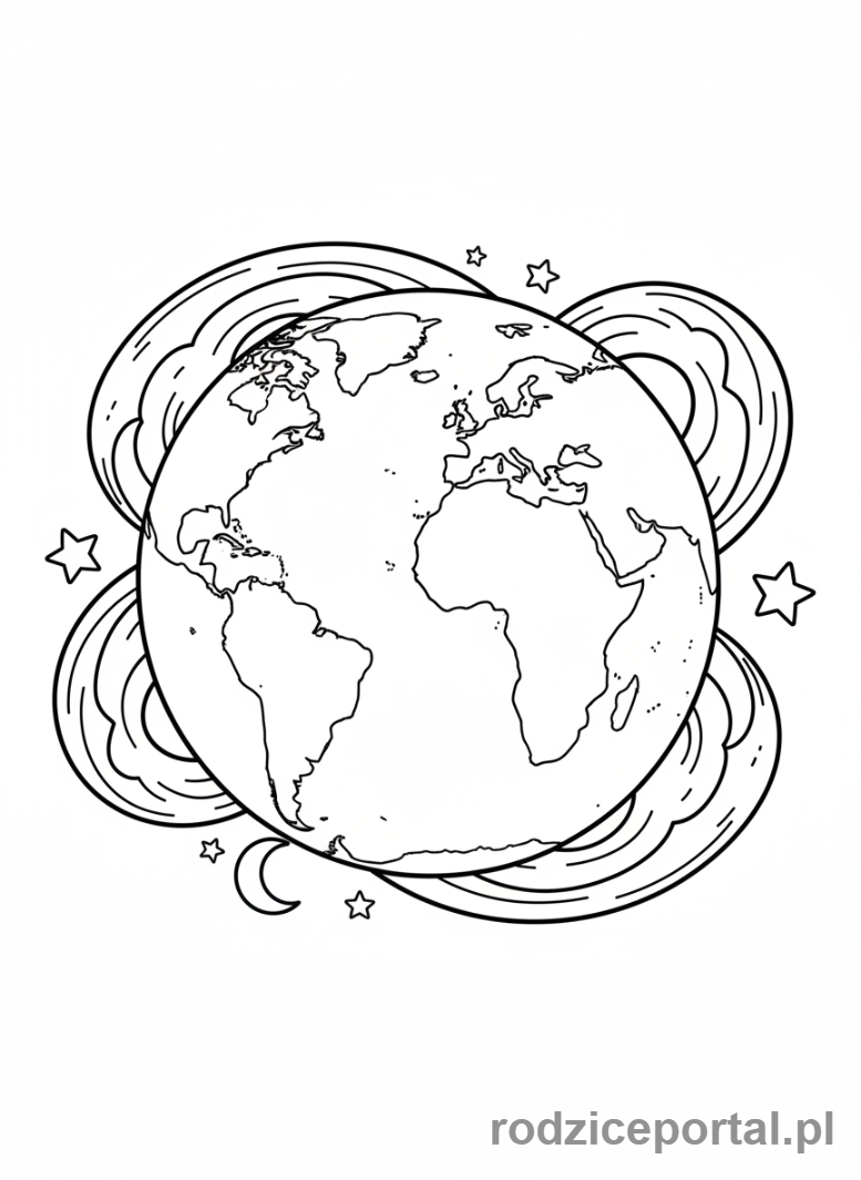 Kolorowanka Planety - Ziemia z kosmosu