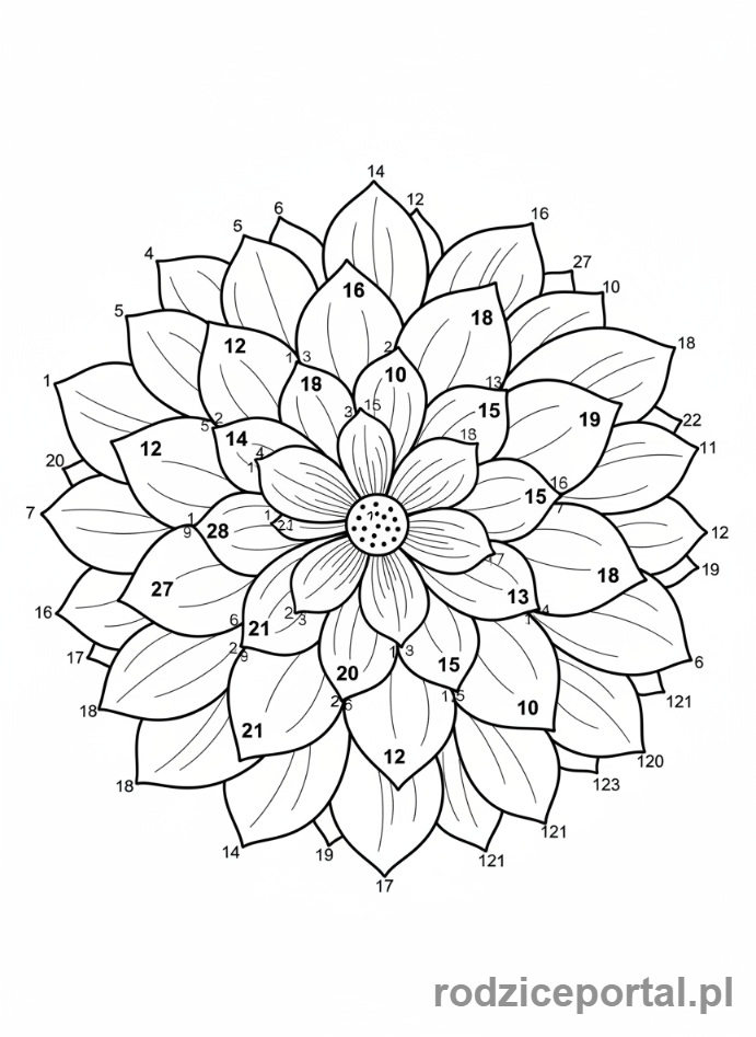 Kolorowanka Połącz Kropki - Duzy kwiat, polacz kropki
